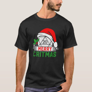 Merry Critmas Tafelblad D20 RPG Gamer Funny Christ T-shirt