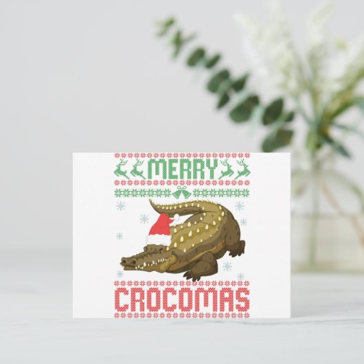 Merry Crocomas Funny Ugly KerstSweater Briefkaart (Staand voorkant)