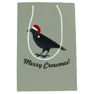Merry Crowmas Kerstmis Crow Medium Cadeauzakje