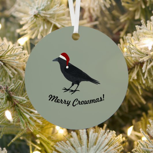 Merry Crowmas Kerstmis Crow Metalen Ornament (Insitu)
