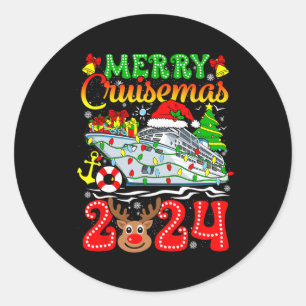 Merry Cruisemas 2024 Cruise Kerstmis Rudolph Xmas Ronde Sticker
