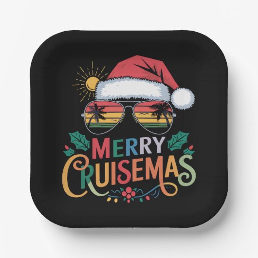 Merry Cruisemas 2024 Kerstman Rendier Papieren Bordje (Voorkant)