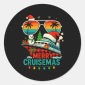 Merry Cruisemas 2025 Christmas Santa Snowman Funny Ronde Sticker (Voorkant)