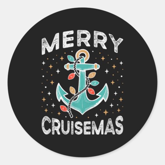 Merry Cruisemas Cruise Christmas Light Matching Fa Ronde Sticker (Voorkant)