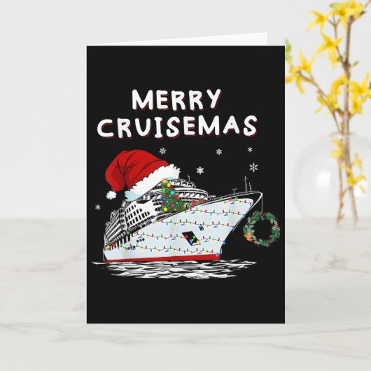 Merry Cruisemas Cruise Ship Santa Hat Christmas Ho Kaart (Gele Bloem)