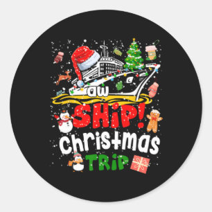 Merry Cruisemas Funny Cruise Ship Family Kerstmis Ronde Sticker