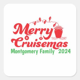 Merry Cruisemas Gepersonaliseerde Familie Vierkante Sticker