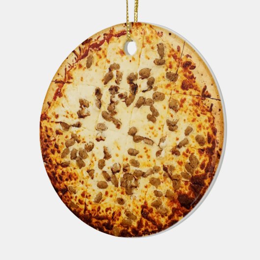 Merry Crustmas Funny Cheese and Sausage Pizza Keramisch Ornament (Links)