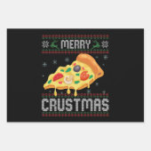 Merry Crustmas Funny Kerstmis Pizza Ugly Sweater Inpakpapier Vel (Voorkant)