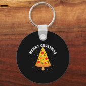 Merry Crustmas Funny Zza Slice Christmas Tree Zza  Sleutelhanger (Voorkant)