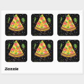 MERRY CRUSTMAS grappig kerstcadeauidee pizza pun Vierkante Sticker (Vel)