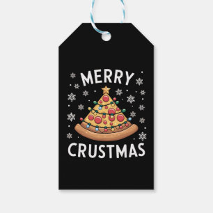 Merry Crustmas Pizza kerstboomgeschenken Cadeaulabel