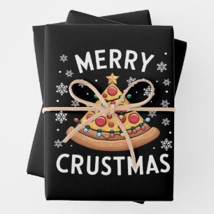 Merry Crustmas Pizza kerstboomgeschenken Inpakpapier Vel