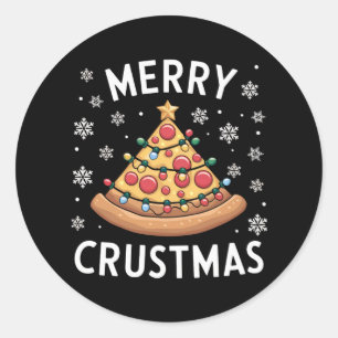 Merry Crustmas Pizza kerstboomgeschenken Ronde Sticker
