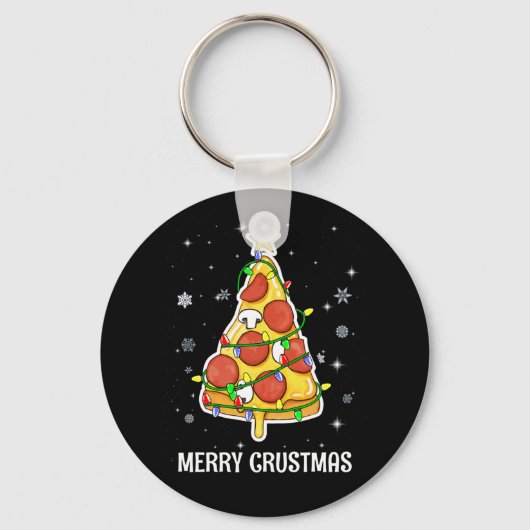 Merry Crustmas Pizza kerstboomgeschenken Sleutelhanger (Voorkant)