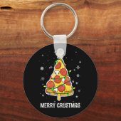 Merry Crustmas Pizza kerstboomgeschenken Sleutelhanger (Voorkant)