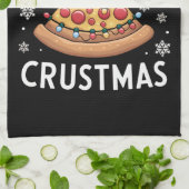 Merry Crustmas Pizza kerstboomgeschenken Theedoek (Gevouwen)