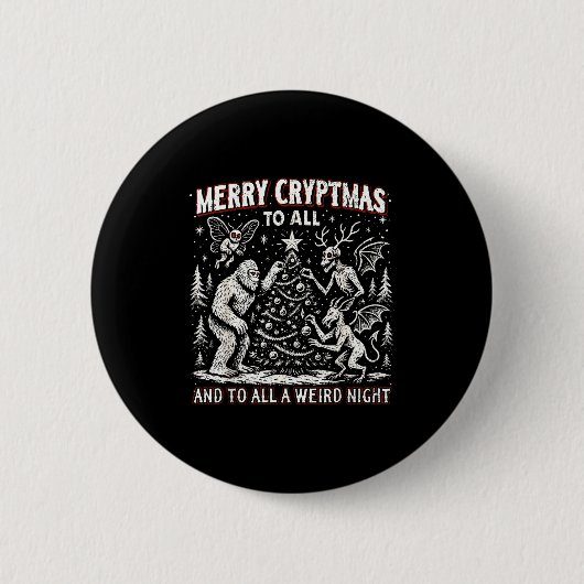 Merry Cryptmas Weird Night Cryptid Holiday Art Ronde Button 5,7 Cm (Voorkant)