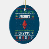 Merry Crypto Ethereum Ugly KerstSweater Keramisch Ornament (Rechts)