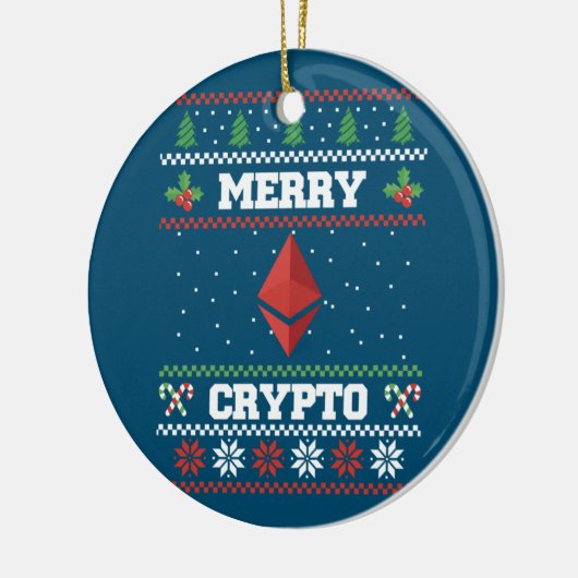 Merry Crypto Ethereum Ugly KerstSweater Keramisch Ornament (Links)