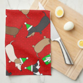 Merry Dachshunds Theedoek (Quarter Fold)