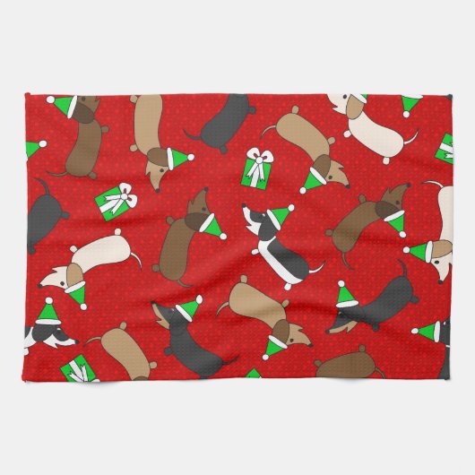 Merry Dachshunds Theedoek (Horizontaal)
