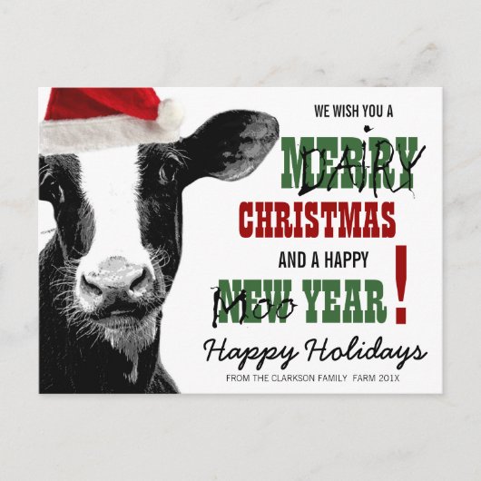 Merry Dairy Christmas Feestdagenkaart (Voorkant)