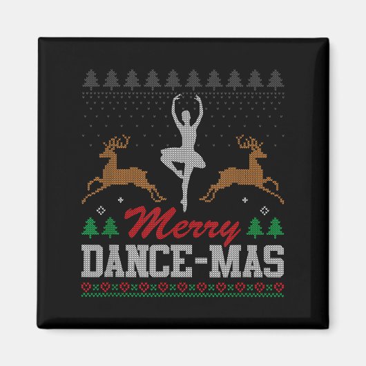 Merry Dance-mas Ballet Dancer Ugly Christmas Balle Magneet (Voorkant)