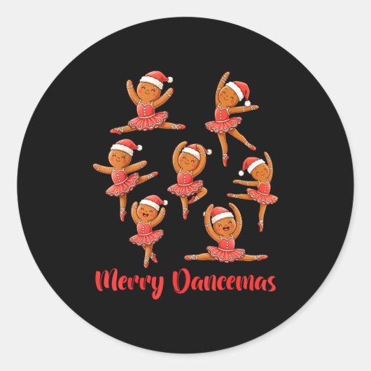 Merry Dancemas Ballet Dancer Gingerbread Teacher C Ronde Sticker (Voorkant)