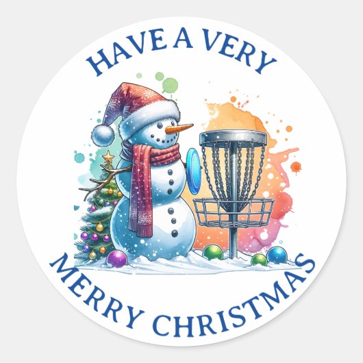 Merry Disk-mas | Disc Golf Gepersonaliseerde Kerst Ronde Sticker (Voorkant)