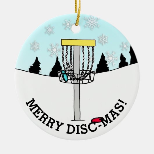 Merry Disk-Mas Funny Disc Golf-keramiek O Keramisch Ornament (Voorkant)