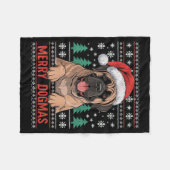 Merry Dogmas Funny Dog Santa Hat Christmas Xmas Fleece Deken (Voorkant (Horizontaal))