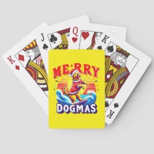 Merry Dogmas: Retriever Hond Surfen op de Oceaan Pokerkaarten