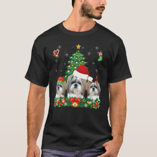Merry Dogmas Shih Tzu Santa Elf Dog Chris T-shirt