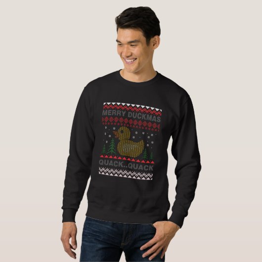 Merry Duckmas Ugly met Kerstmis Rubber Duck Trui (Voorkant volledig)