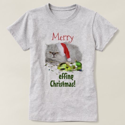 Merry Effing Kerstkat T-shirt (Design voorkant)