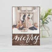 MERRY | Elegant Typografie Gold Tree Feestdagenkaart (Staand voorkant)