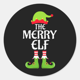 Merry Elf Matching Familiegroep Kerstfeest XM Ronde Sticker