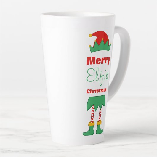 Merry Elfin kerstelf pet gestripte sokken Latte Mok (Rechterhoek)