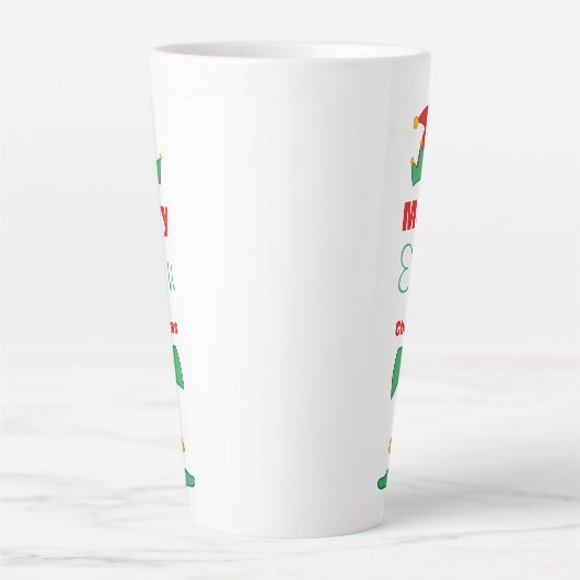 Merry Elfin kerstelf pet gestripte sokken Latte Mok (Voorkant)