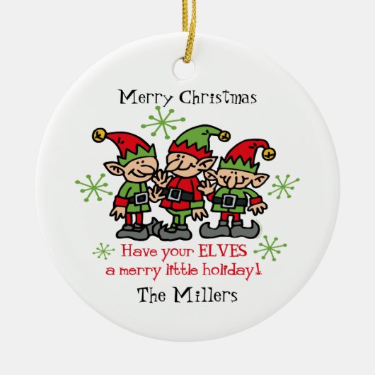 Merry Elves Personalized Ornament (Voorkant)