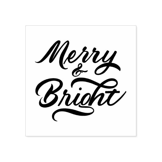 Merry en Bright Calligrafie Rubberstempel (Afrduk)