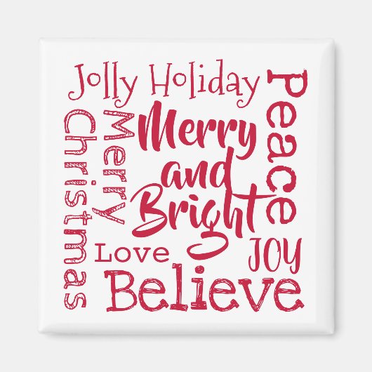 Merry en Bright en andere Gezegden met prettige ke Magneet (Voorkant)