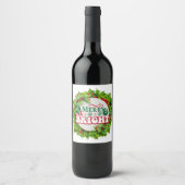 Merry en Bright Fun Holly Berries Wijn Etiket (Voorkant)