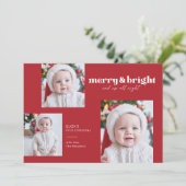 Merry en Bright Funny Babys Eerste Kerstmis Kaart (Staand voorkant)