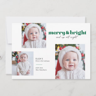 Merry en Bright Funny Babys Eerste Kerstmis Kaart