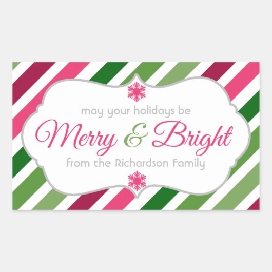 Merry en Bright Gift Label Aangepaste feestdagen (Voorkant)