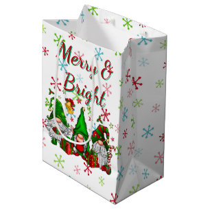Merry en Bright gnomen Medium Cadeauzakje