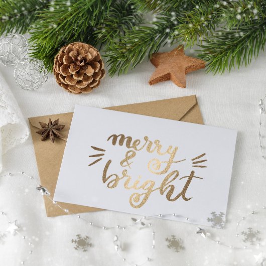 Merry en bright - goud briefkaart