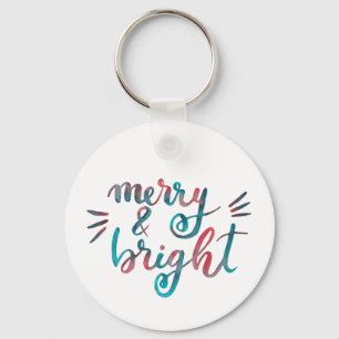 Merry en bright - groen en rood sleutelhanger